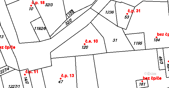 Pulčín 10, Francova Lhota na parcele st. 120 v KÚ Pulčín, Katastrální mapa