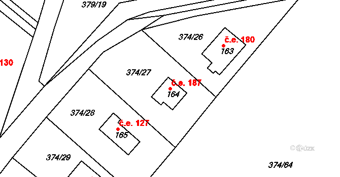 Ústupky 187, Seč na parcele st. 164 v KÚ Proseč u Seče, Katastrální mapa