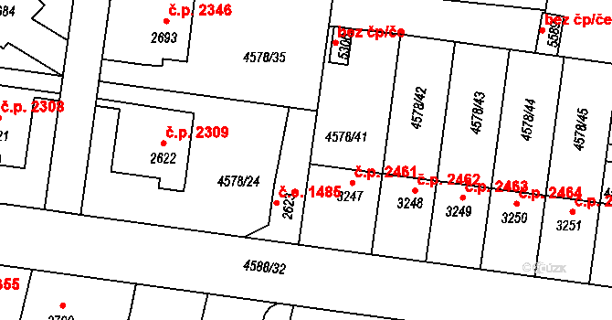 Žatec 1485 na parcele st. 2623 v KÚ Žatec, Katastrální mapa