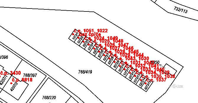 Zlín 1027,1046 na parcele st. 5372/6 v KÚ Zlín, Katastrální mapa