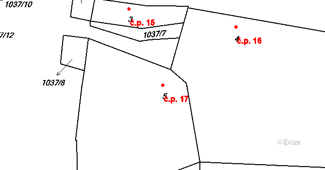 Krašovice 17, Čížová na parcele st. 5 v KÚ Krašovice u Čížové, Katastrální mapa