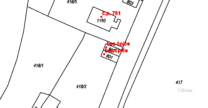 Slatiňany 38043181 na parcele st. 801 v KÚ Slatiňany, Katastrální mapa