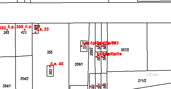 Horní Moštěnice 38130181 na parcele st. 554 v KÚ Horní Moštěnice, Katastrální mapa
