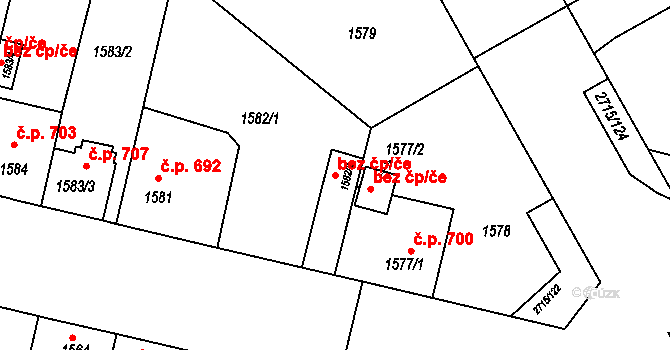 Bohumín 38234181 na parcele st. 1582/2 v KÚ Nový Bohumín, Katastrální mapa