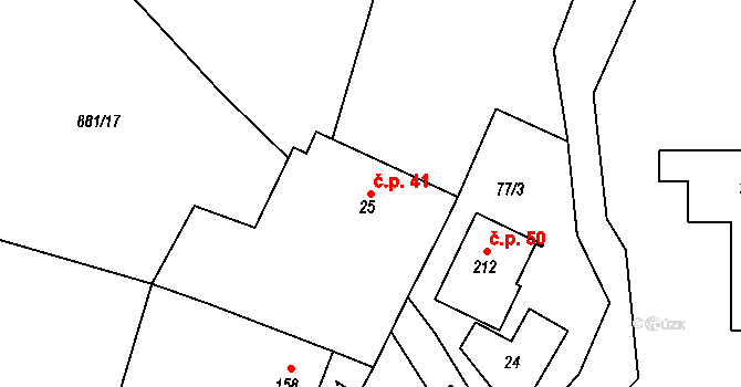 Polichno 41, Luhačovice na parcele st. 25 v KÚ Polichno, Katastrální mapa