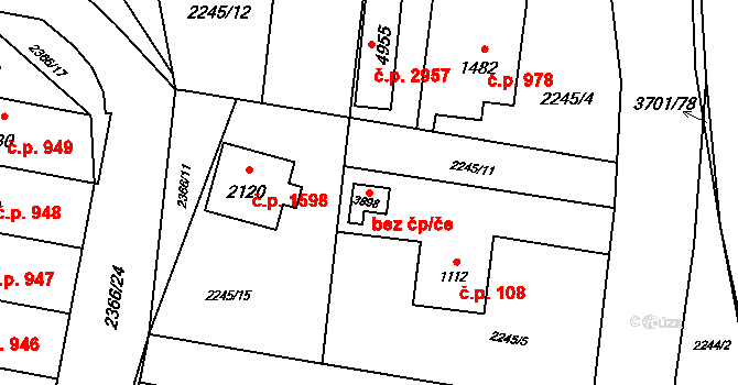 Rožnov pod Radhoštěm 39559181 na parcele st. 3898 v KÚ Rožnov pod Radhoštěm, Katastrální mapa