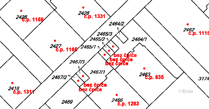 Praha 40380181 na parcele st. 2465/1 v KÚ Nusle, Katastrální mapa