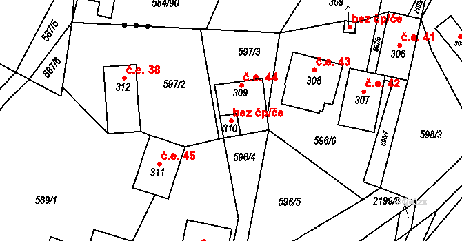 Římov 40536181 na parcele st. 310 v KÚ Dolní Stropnice, Katastrální mapa