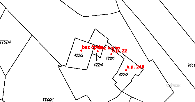Slavonice 40999181 na parcele st. 422/4 v KÚ Slavonice, Katastrální mapa