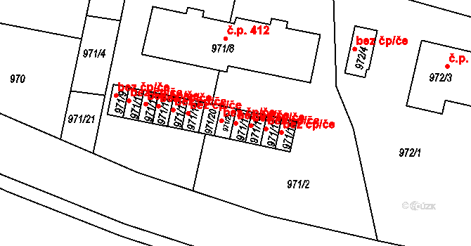 Březnice 42683181 na parcele st. 971/13 v KÚ Březnice, Katastrální mapa