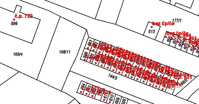 Černovice 43108181 na parcele st. 591 v KÚ Černovice u Tábora, Katastrální mapa