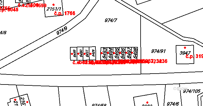 Zlín 43311181 na parcele st. 6493 v KÚ Zlín, Katastrální mapa