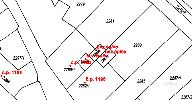 Moravský Krumlov 44613181 na parcele st. 2280/3 v KÚ Moravský Krumlov, Katastrální mapa