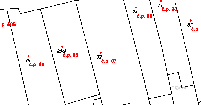 Kylešovice 87, Opava na parcele st. 78 v KÚ Kylešovice, Katastrální mapa