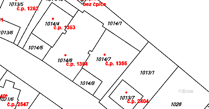 Předměstí 1355, Opava na parcele st. 1014/7 v KÚ Opava-Předměstí, Katastrální mapa
