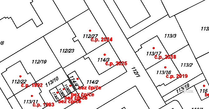 Předměstí 2025, Opava na parcele st. 114/3 v KÚ Opava-Předměstí, Katastrální mapa