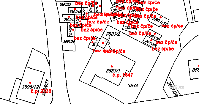 Teplice 45145181 na parcele st. 3583/2 v KÚ Teplice, Katastrální mapa