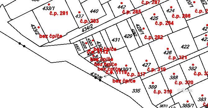 Brno 45547181 na parcele st. 430/2 v KÚ Lesná, Katastrální mapa