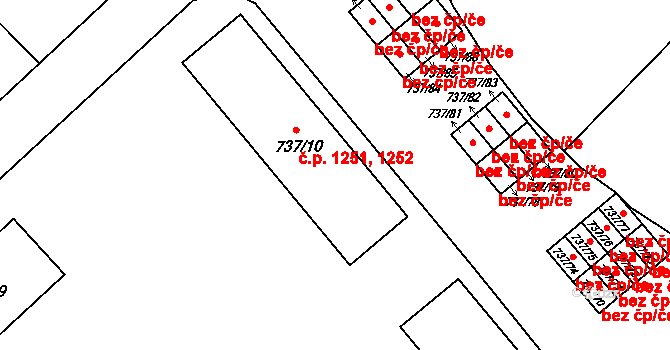 Hlučín 1251,1252 na parcele st. 737/10 v KÚ Hlučín, Katastrální mapa