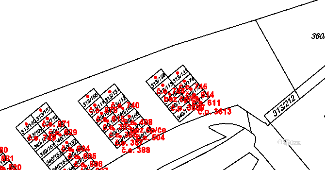 Vyškov 45909181 na parcele st. 313/113 v KÚ Vyškov, Katastrální mapa