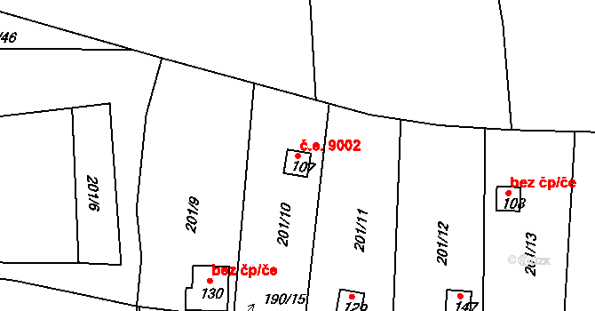 Temešvár 9002 na parcele st. 107 v KÚ Temešvár, Katastrální mapa
