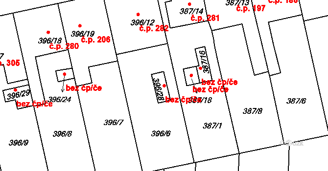 Holešov 47613181 na parcele st. 396/28 v KÚ Všetuly, Katastrální mapa