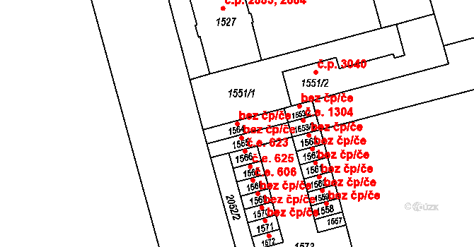 Brno 47917181 na parcele st. 1564 v KÚ Královo Pole, Katastrální mapa