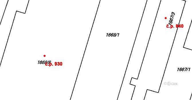 Klobouky u Brna 48423181 na parcele st. 1668/7 v KÚ Klobouky u Brna, Katastrální mapa