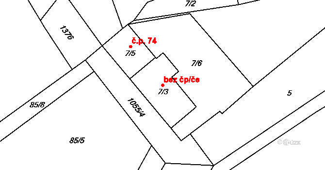 Kozly 48820181 na parcele st. 7/3 v KÚ Kozly u Loun, Katastrální mapa