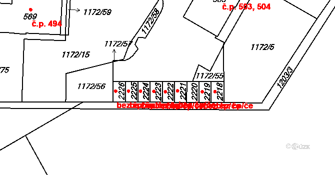 Dobřany 49430181 na parcele st. 2222 v KÚ Dobřany, Katastrální mapa