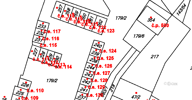 Braňany 125 na parcele st. 239 v KÚ Braňany, Katastrální mapa