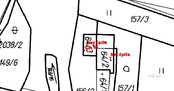 Bolešiny 50233181 na parcele st. 64/3 v KÚ Bolešiny, Katastrální mapa