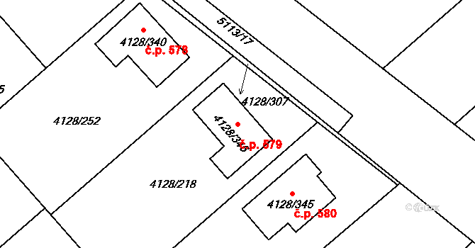 Choceňské Předměstí 579, Vysoké Mýto na parcele st. 4128/346 v KÚ Vysoké Mýto, Katastrální mapa