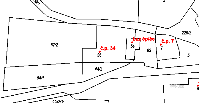 Zdislav 34, Luže na parcele st. 36 v KÚ Zdislav, Katastrální mapa