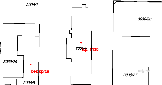 Český Těšín 1130 na parcele st. 3030/9 v KÚ Český Těšín, Katastrální mapa