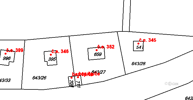 Třebenice 352, Štěchovice na parcele st. 659 v KÚ Štěchovice u Prahy, Katastrální mapa