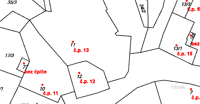 Chmelná 13, Sušice na parcele st. 11 v KÚ Velká Chmelná, Katastrální mapa