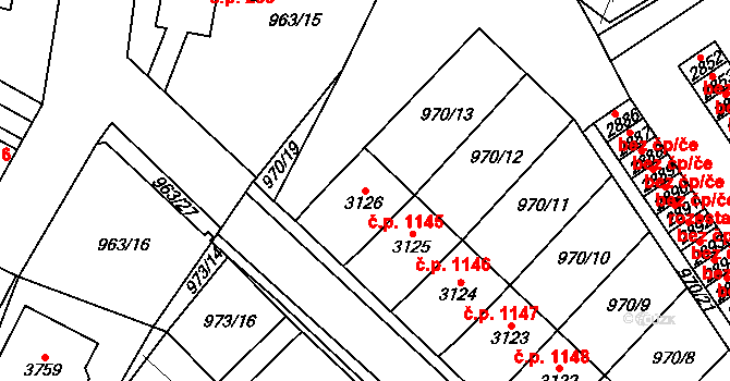 Sušice II 1145, Sušice na parcele st. 3126 v KÚ Sušice nad Otavou, Katastrální mapa