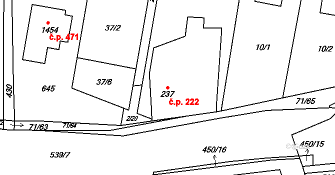 Pardubičky 222, Pardubice na parcele st. 237 v KÚ Pardubičky, Katastrální mapa