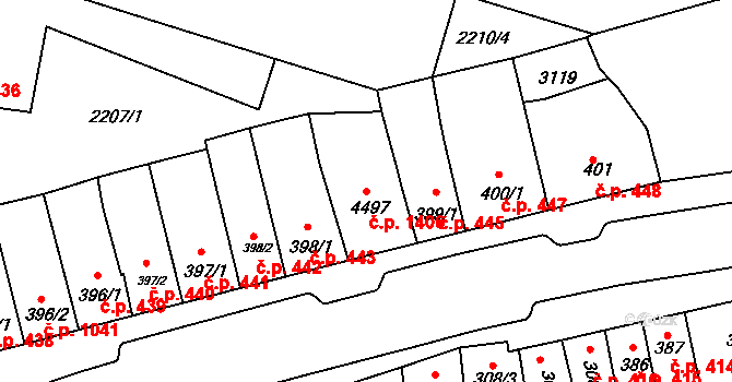Kyjov 1406 na parcele st. 4497 v KÚ Kyjov, Katastrální mapa