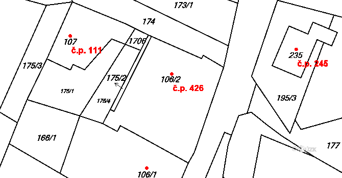 Libhošť 426 na parcele st. 106/2 v KÚ Libhošť, Katastrální mapa