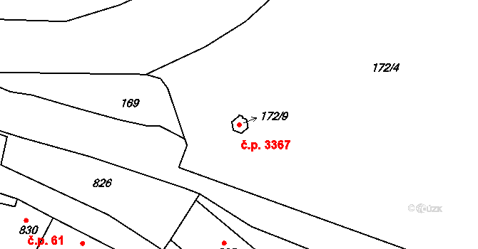 Česká Lípa 3367 na parcele st. 172/9 v KÚ Česká Lípa, Katastrální mapa