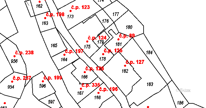 Štramberk 125 na parcele st. 178 v KÚ Štramberk, Katastrální mapa
