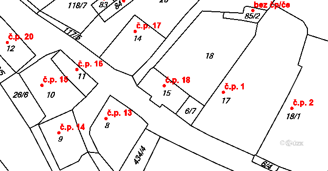 Pěčnov 18 na parcele st. 15 v KÚ Pěčnov, Katastrální mapa