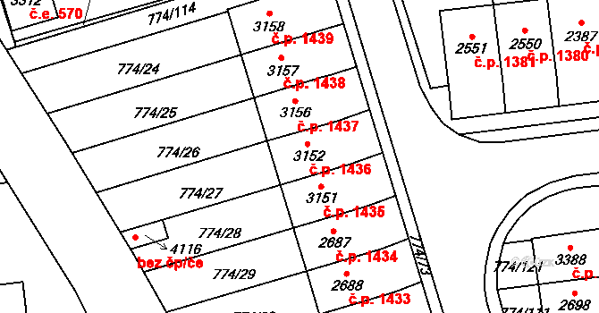 Humpolec 1436 na parcele st. 3152 v KÚ Humpolec, Katastrální mapa