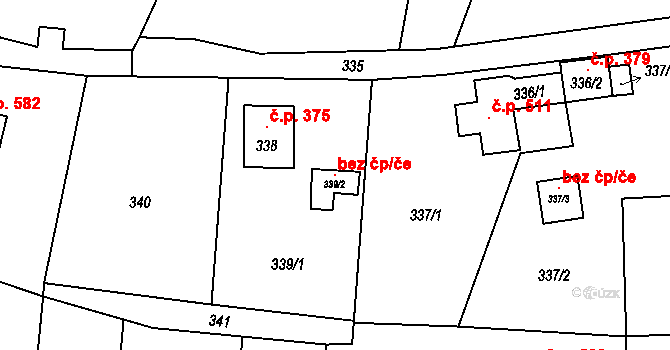 Valašské Meziříčí 104141182 na parcele st. 339/2 v KÚ Brňov, Katastrální mapa