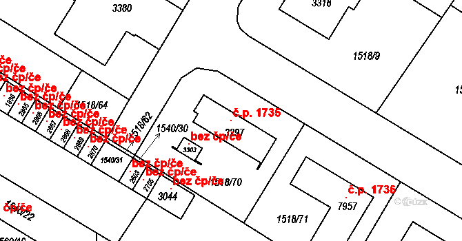 Napajedla 1735 na parcele st. 3297 v KÚ Napajedla, Katastrální mapa
