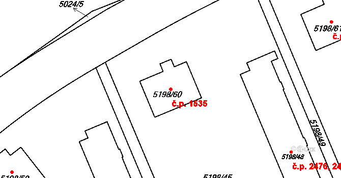 Přerov I-Město 1535, Přerov na parcele st. 5198/60 v KÚ Přerov, Katastrální mapa