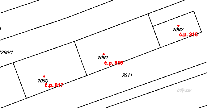 Kojetín I-Město 816, Kojetín na parcele st. 1091 v KÚ Kojetín, Katastrální mapa