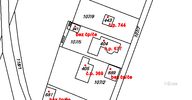 Březová 677, Březová-Oleško na parcele st. 404 v KÚ Březová u Zvole, Katastrální mapa